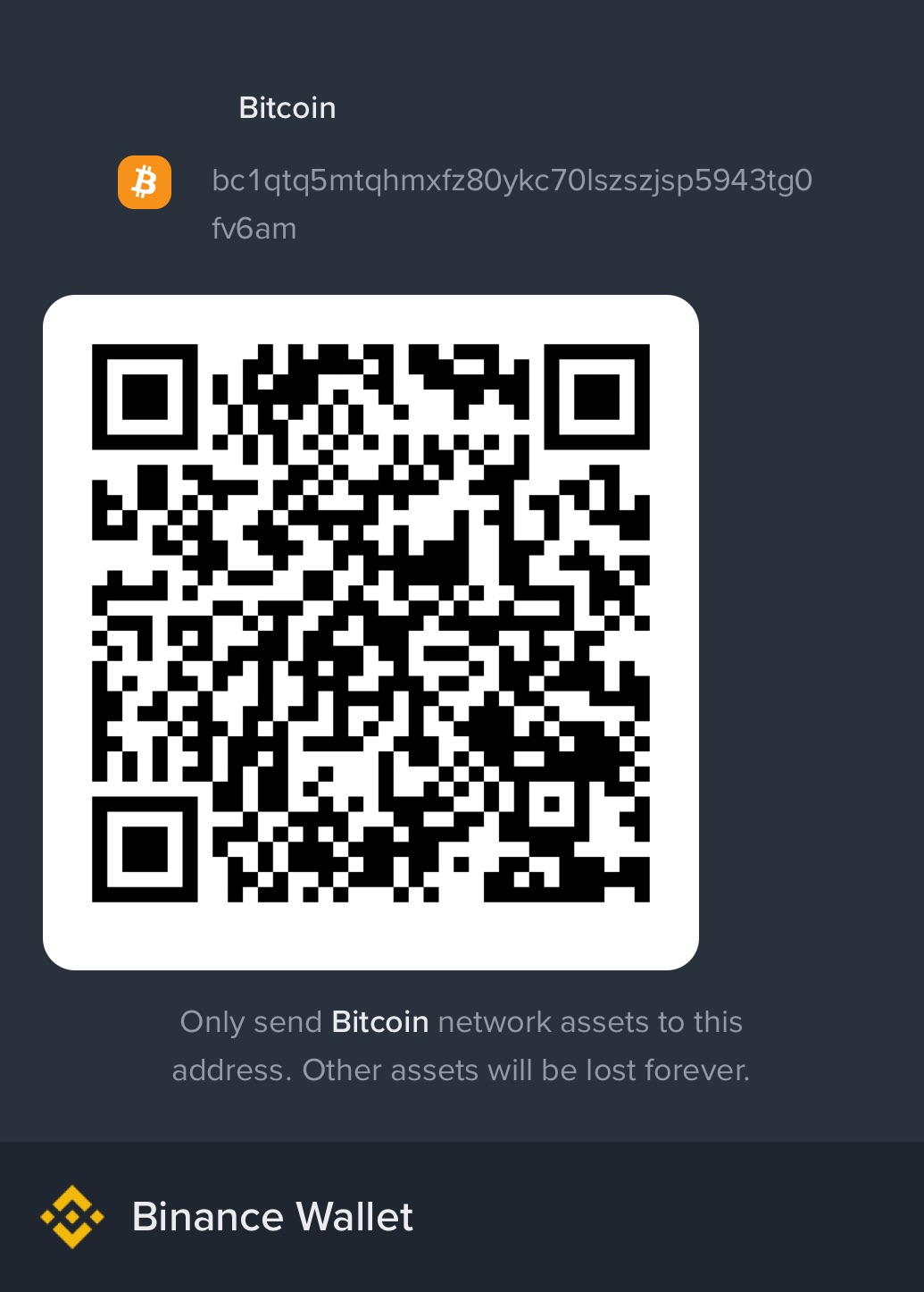 BTC Wallet SegWit address Binance